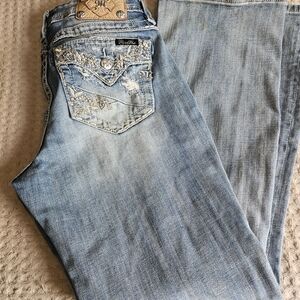 Miss Me Denim Boot Cut Jeans with Silver Accents